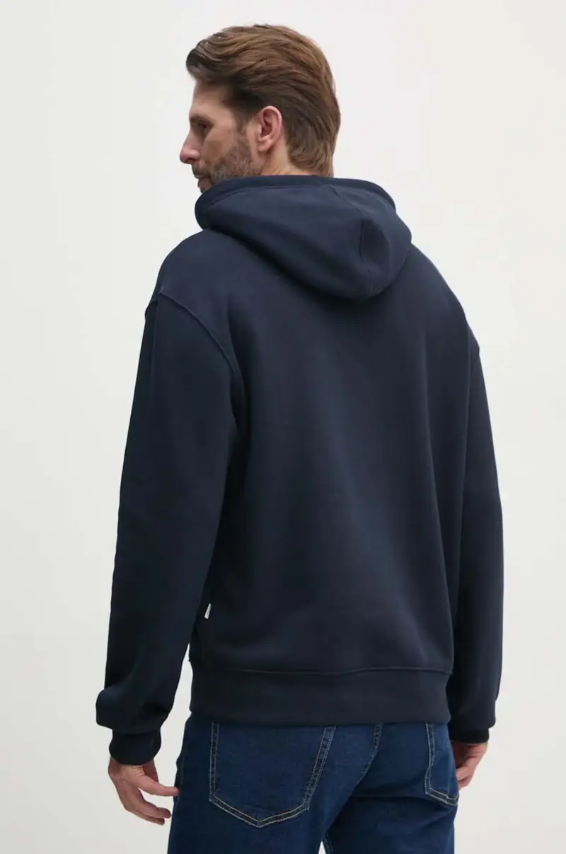 felpa uomo colore blu navy con cappuccio con applicazione M4YQ23 K9V31 miniatura 3