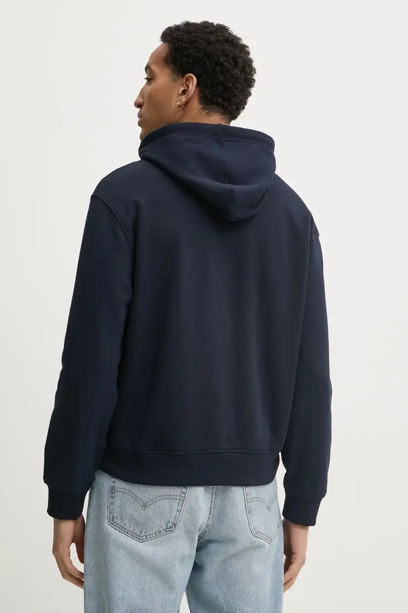 felpa uomo colore blu navy con cappuccio con applicazione M5RQ38 KCPR1 miniatura 3