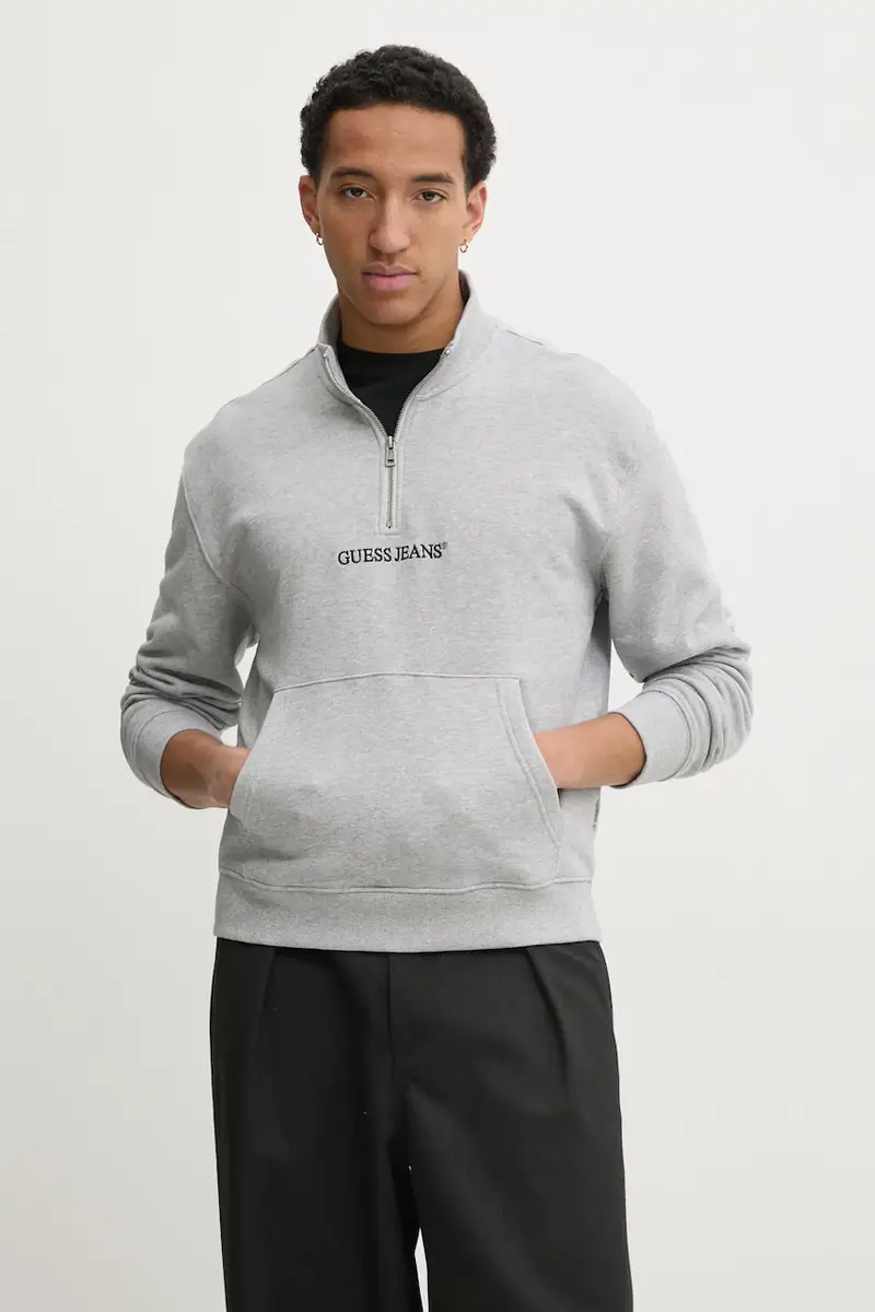 felpa uomo colore grigio con applicazione M5RQ42 KCPR1