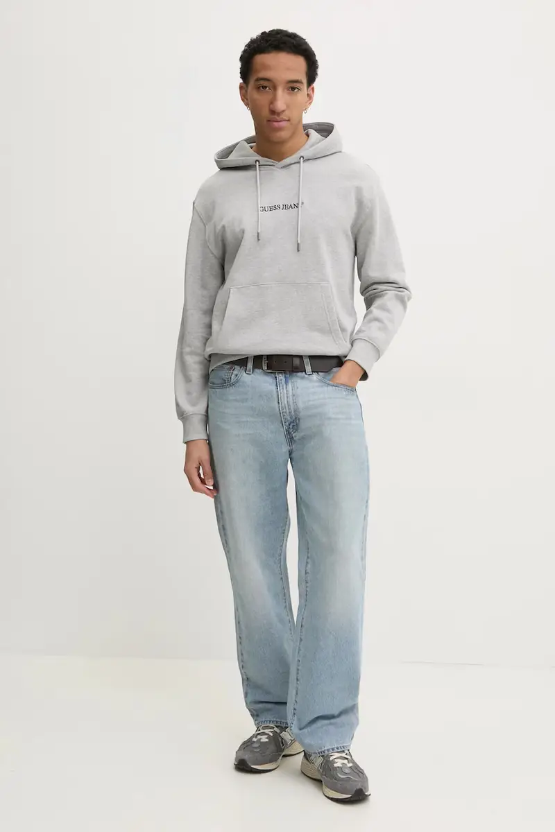 felpa uomo colore grigio con cappuccio con applicazione M5RQ38 KCPR1 miniatura 2