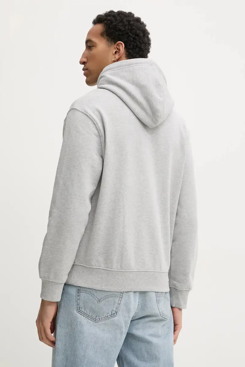 felpa uomo colore grigio con cappuccio con applicazione M5RQ38 KCPR1 miniatura 3