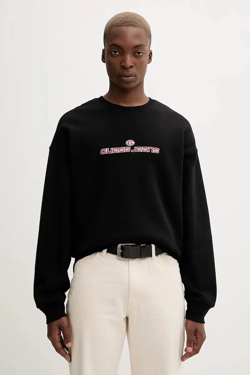 felpa uomo colore nero con applicazione M5BQ24 K9V31