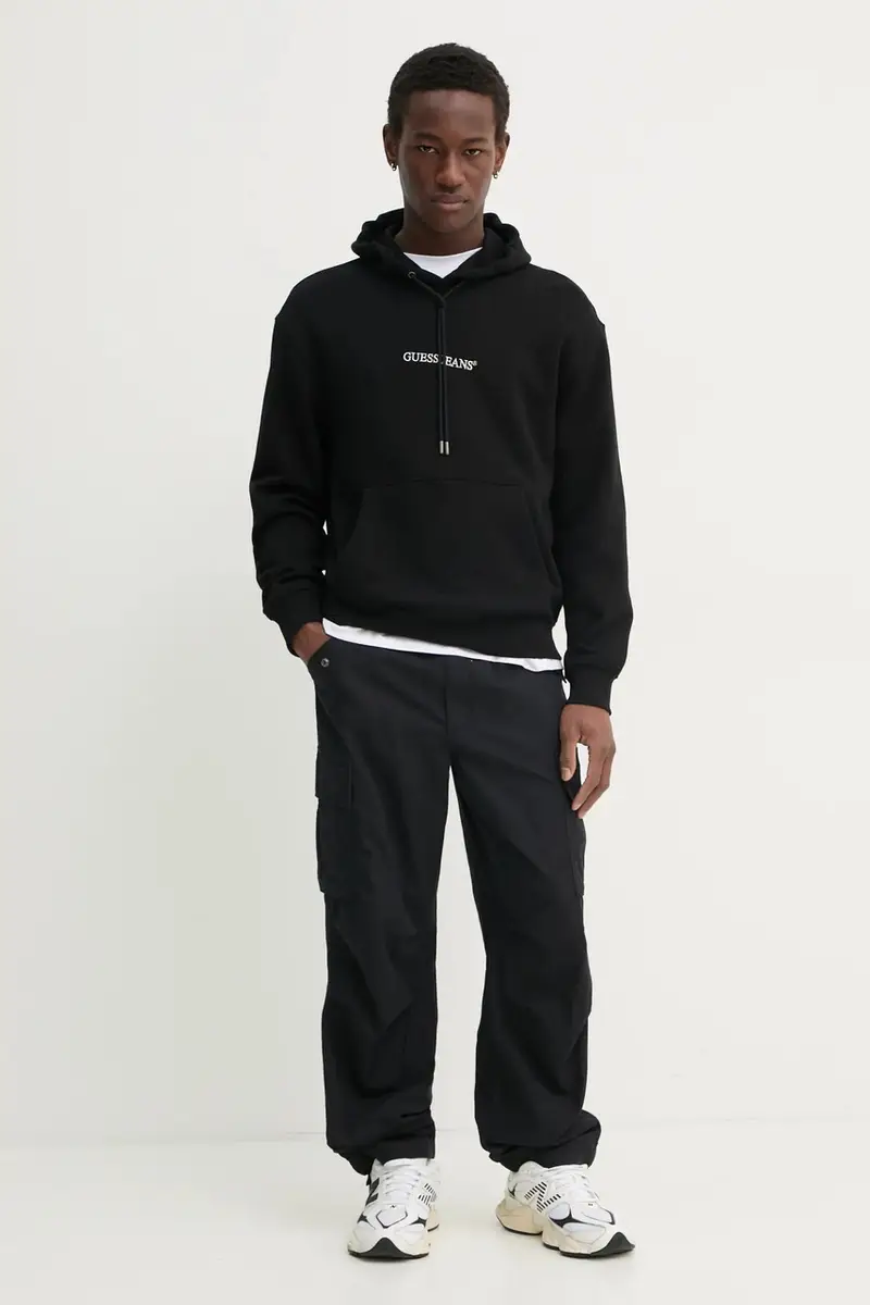 felpa uomo colore nero con cappuccio con applicazione M5RQ38 KCPR1 miniatura 2