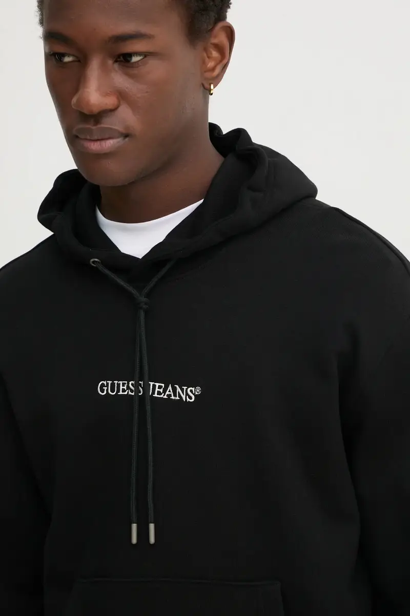 felpa uomo colore nero con cappuccio con applicazione M5RQ38 KCPR1 miniatura 4