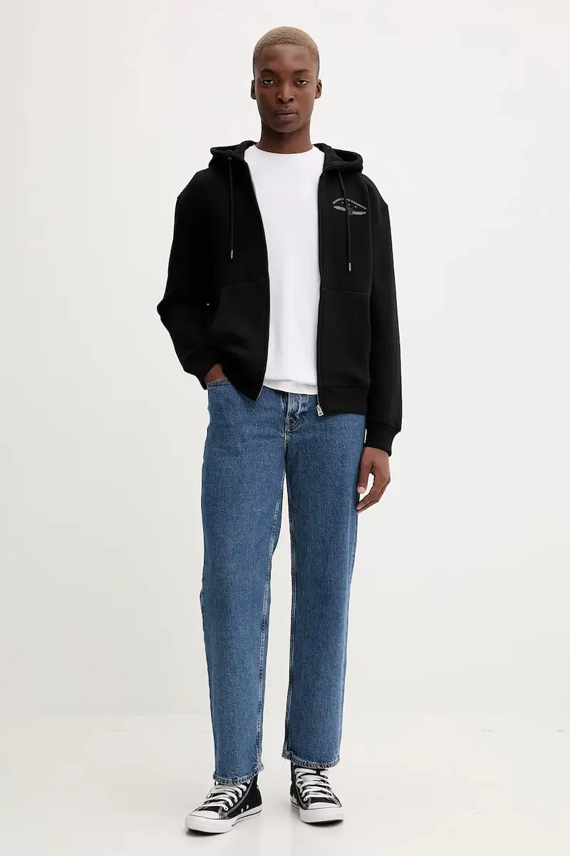 felpa uomo colore nero con cappuccio M5BQ28 K9V31 miniatura 2