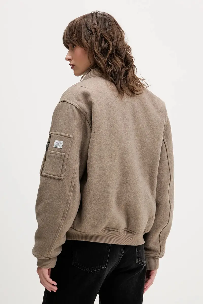 giacca bomber con lana colore beige W5BL14 W1482 miniatura 3