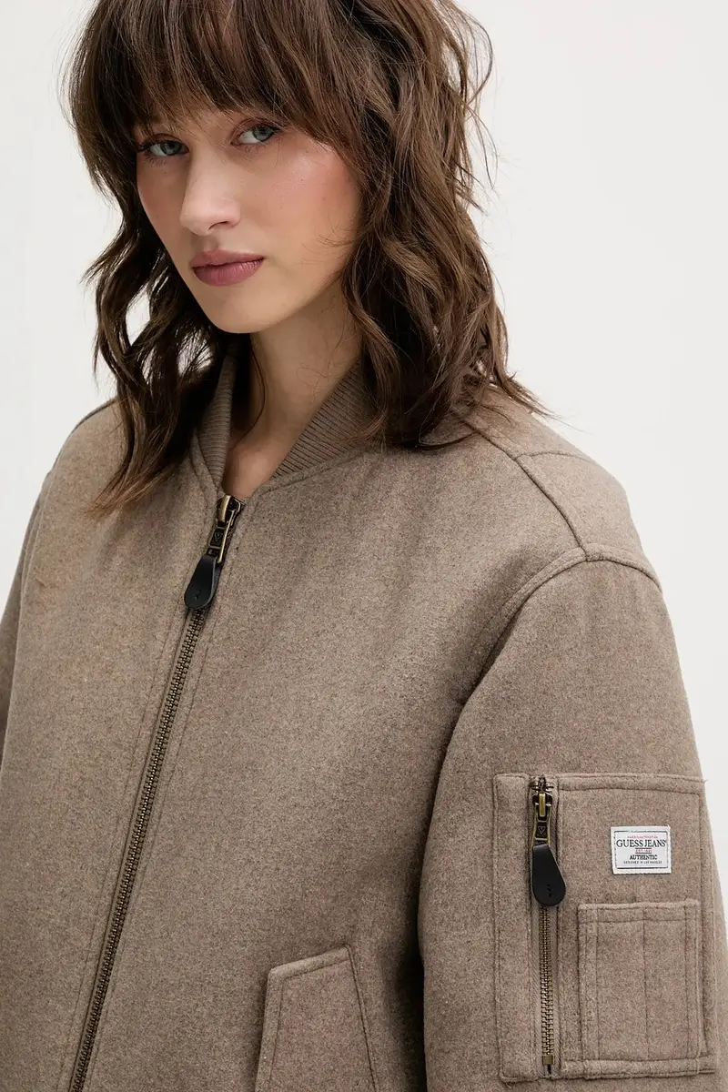 giacca bomber con lana colore beige W5BL14 W1482 miniatura 4