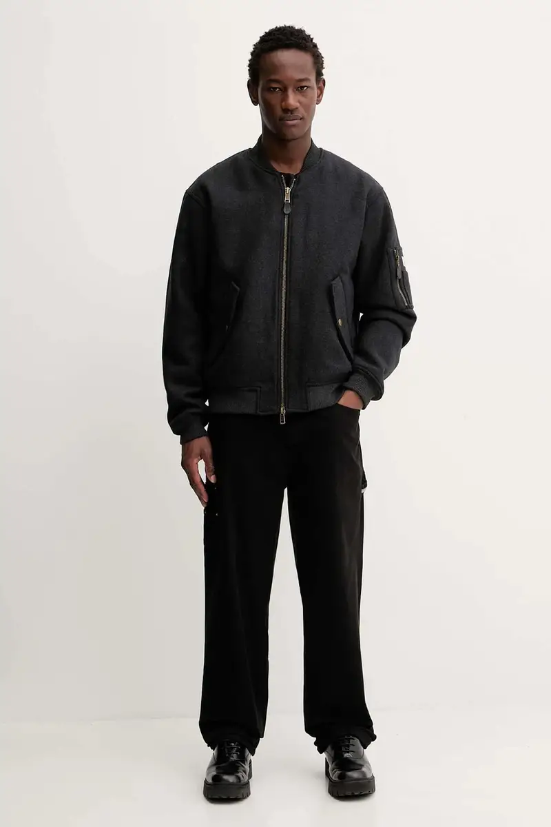 giacca bomber con lana colore grigio M5BL1B W1482 miniatura 2