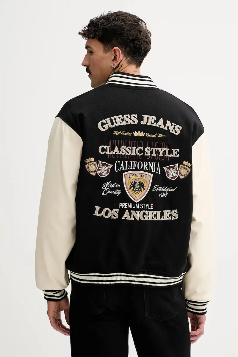 giacca bomber con lana colore nero M5BL1E WEI02 miniatura 3