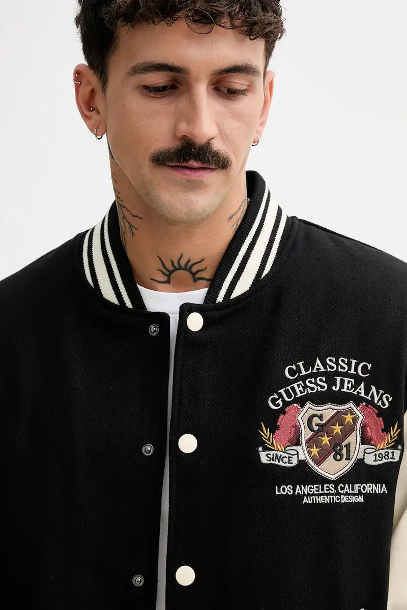 giacca bomber con lana colore nero M5BL1E WEI02 miniatura 4