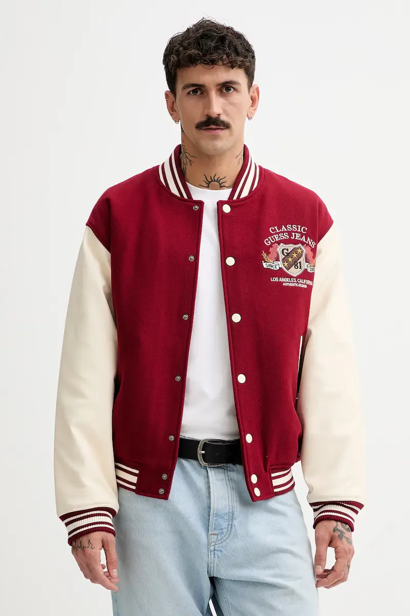 giacca bomber con lana colore rosso M5BL1E WEI02