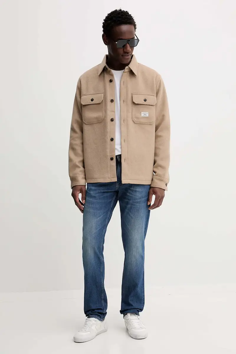 giacca con lana colore beige M5BH68 WI542 miniatura 2