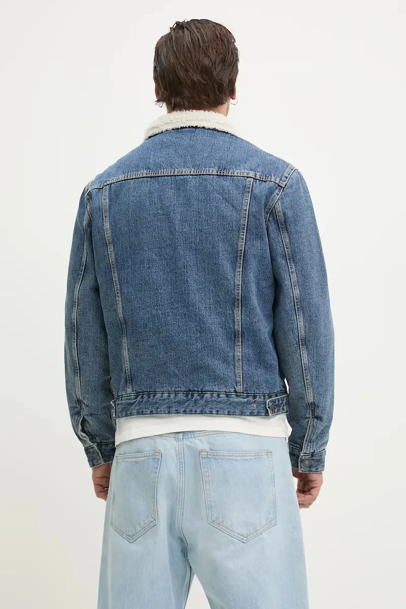 giacca di jeans in cotone colore blu M4BN44 D5EJ1 miniatura 3