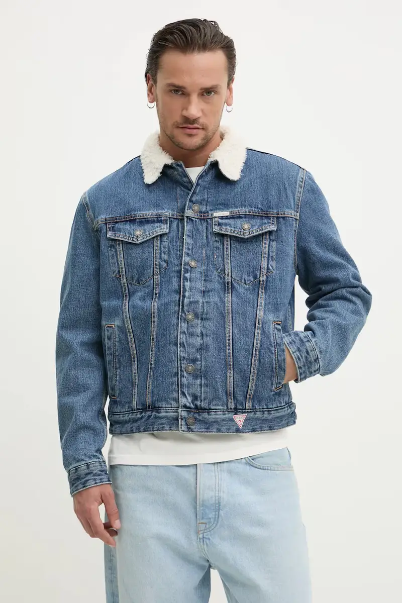 giacca di jeans in cotone colore blu M4BN44 D5EJ1 miniatura 4