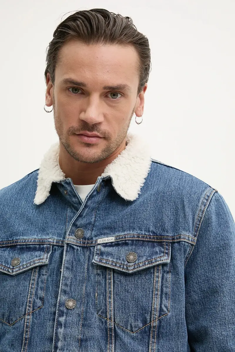 giacca di jeans in cotone colore blu M4BN44 D5EJ1 miniatura 5