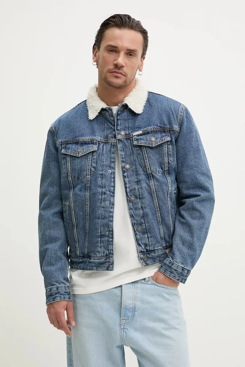 giacca di jeans in cotone colore blu M4BN44 D5EJ1