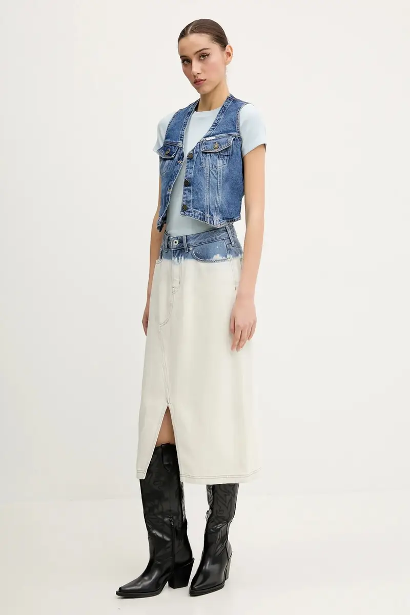 gilet di jeans colore blu navy W5GN74 D5M46 miniatura 2