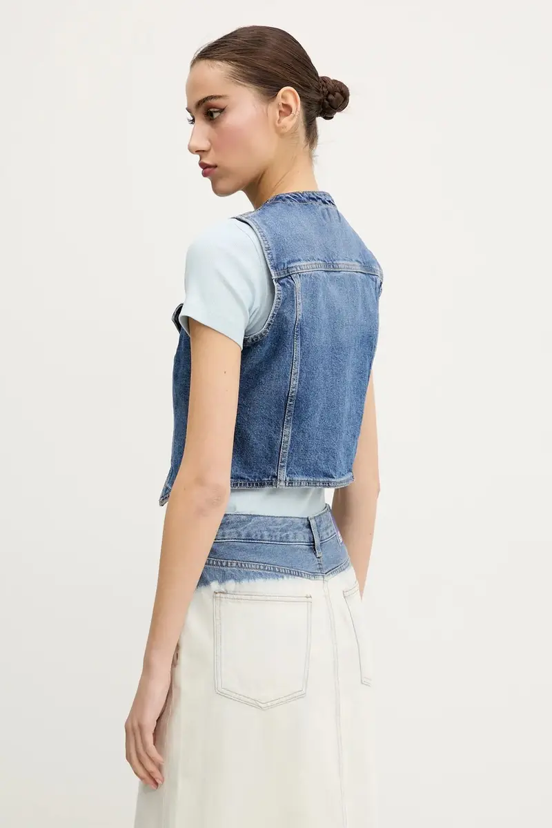 gilet di jeans colore blu navy W5GN74 D5M46 miniatura 3