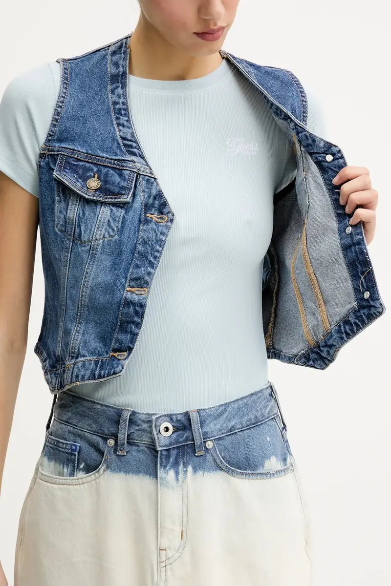 gilet di jeans colore blu navy W5GN74 D5M46 miniatura 5