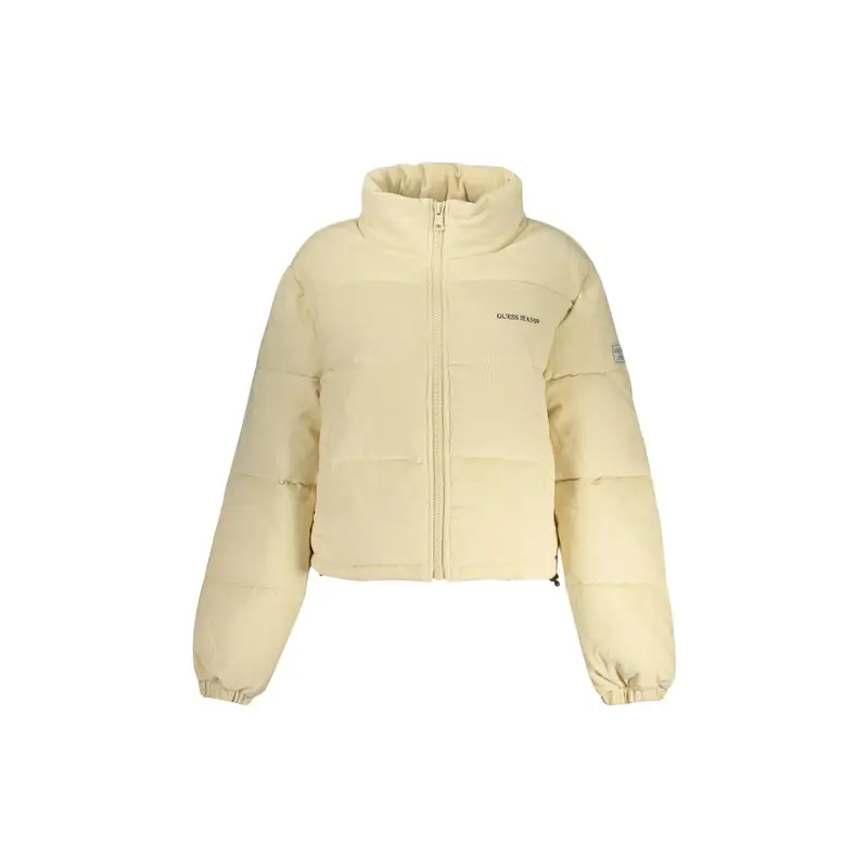 Giubbotto Donna Corto Tasche Ricamo Logo Beige