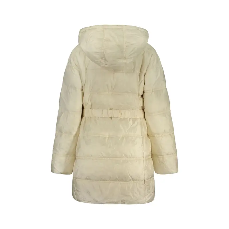 Giubbotto Donna Lungo Cappuccio Cintura Logo Beige miniatura 2