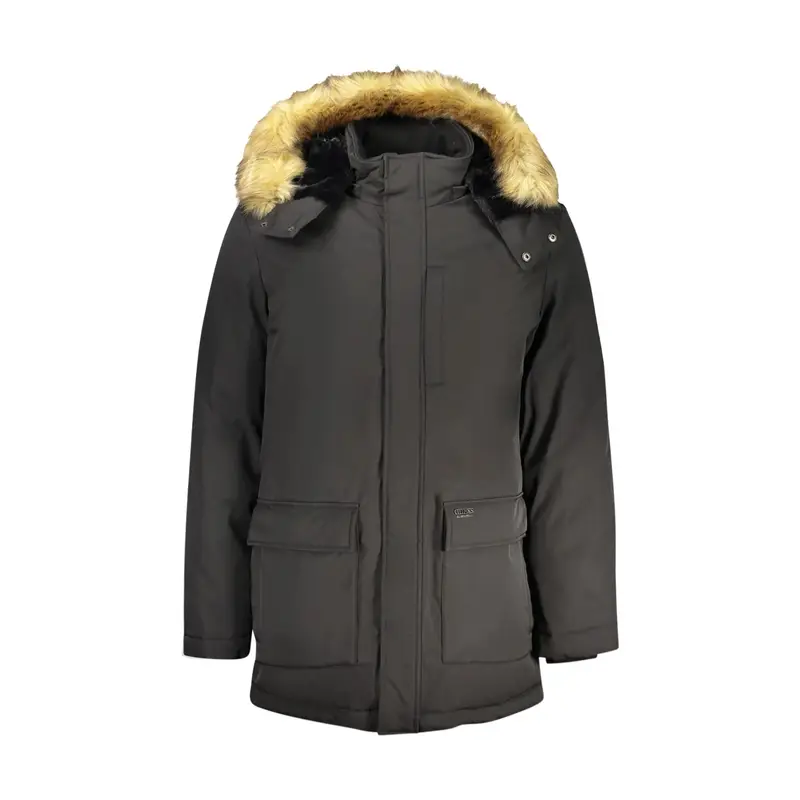 Giubbotto Maniche Lunghe Uomo Neri Cappuccio Removibile Nero