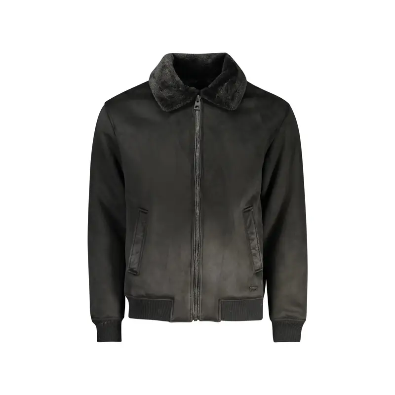 Giubbotto Maniche Lunghe Uomo Neri Zip Logo Nero