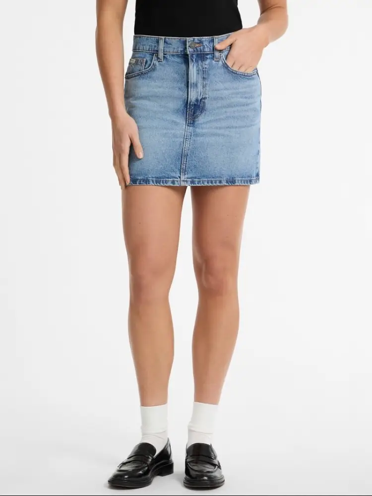 gonna in denim donna in cotone patch logo sul retro