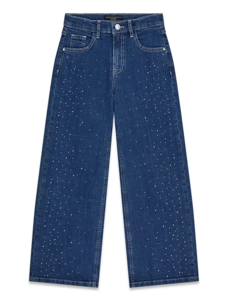 jeans kids/junior in denim blu con strass