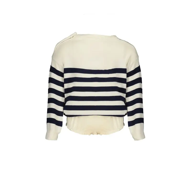 Maglia Bambina Bianca A Righe Logo Bianco miniatura 2