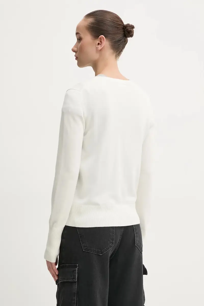 maglione con aggiunta di seta colore beige W4BR84 Z3HO2 miniatura 3