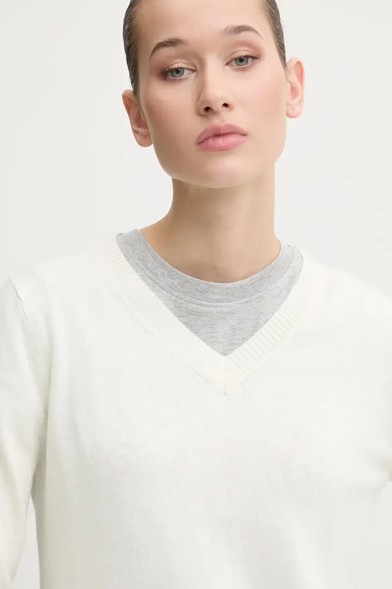 maglione con aggiunta di seta colore beige W4BR84 Z3HO2 miniatura 4