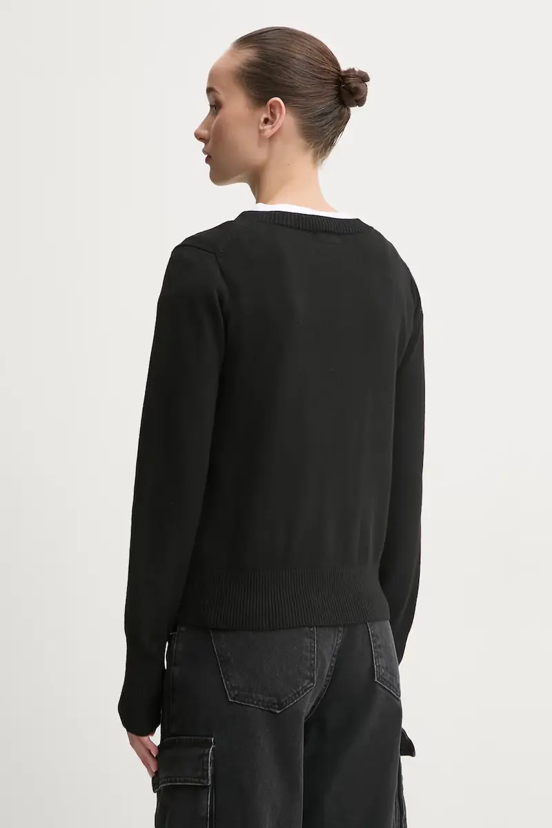 maglione con aggiunta di seta colore nero W4BR84 Z3HO2 miniatura 3