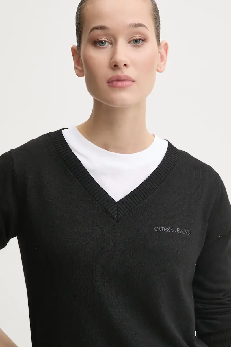 maglione con aggiunta di seta colore nero W4BR84 Z3HO2 miniatura 4