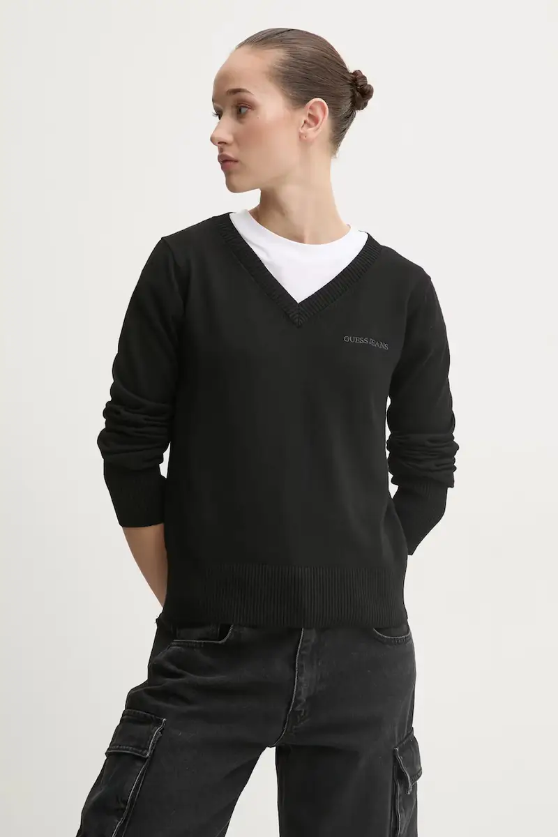 maglione con aggiunta di seta colore nero W4BR84 Z3HO2