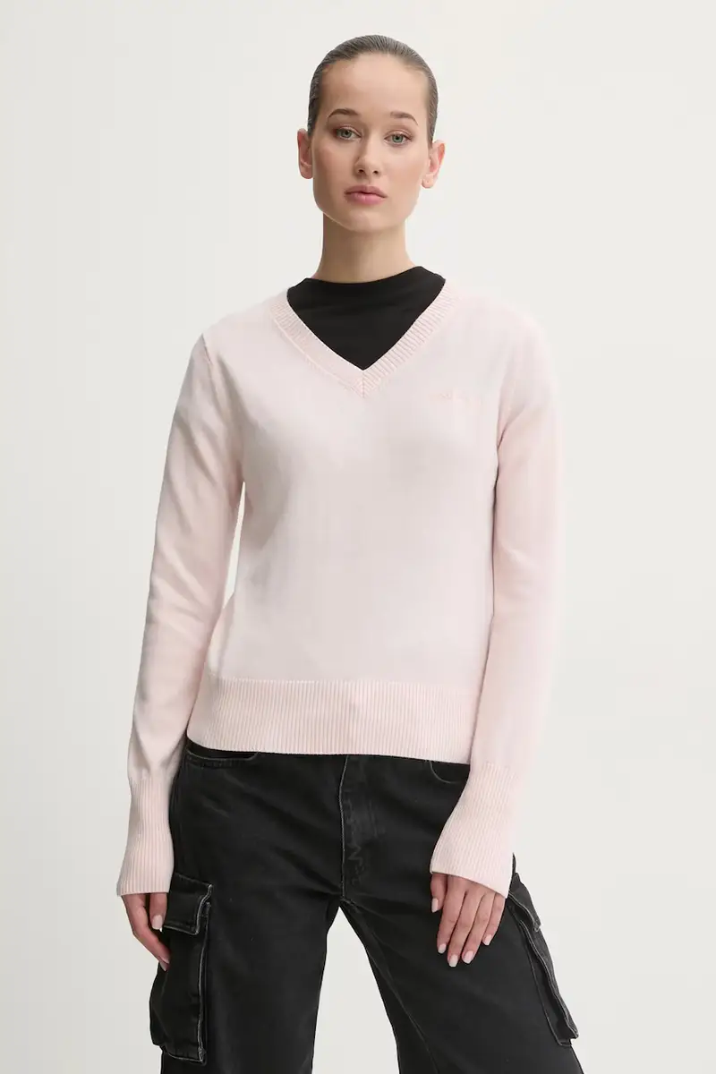 maglione con aggiunta di seta colore rosa W4BR84 Z3HO2