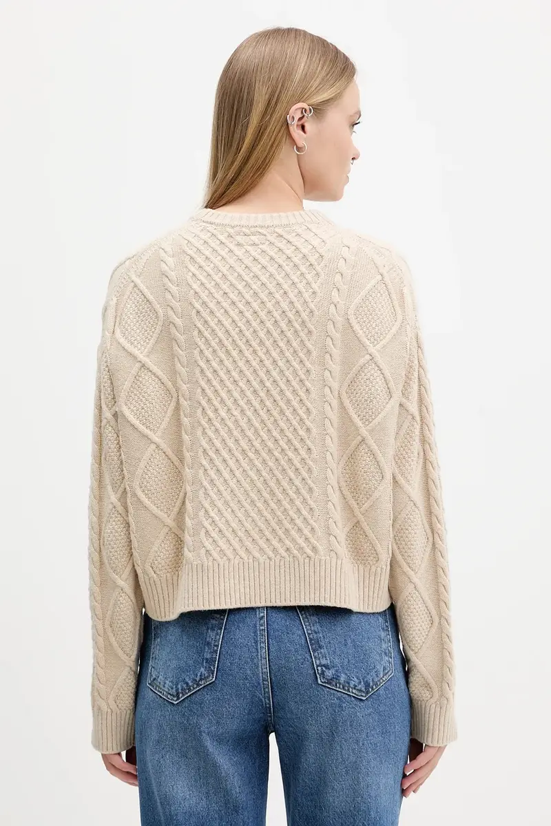 maglione con lana colore beige W5BR09 Z0561 miniatura 3