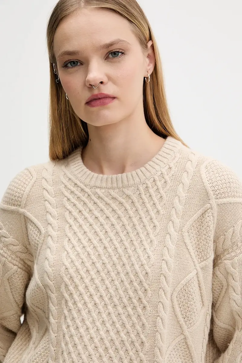 maglione con lana colore beige W5BR09 Z0561 miniatura 4