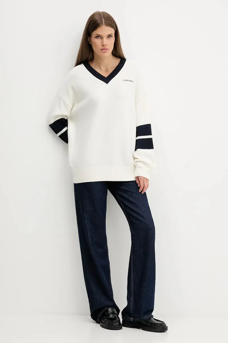 maglione con lana colore beige W5BR10 Z0561 miniatura 2