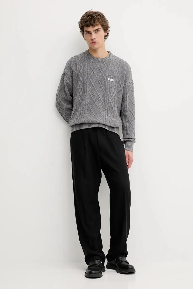 maglione con lana colore grigio M5BR04 Z0561 miniatura 2