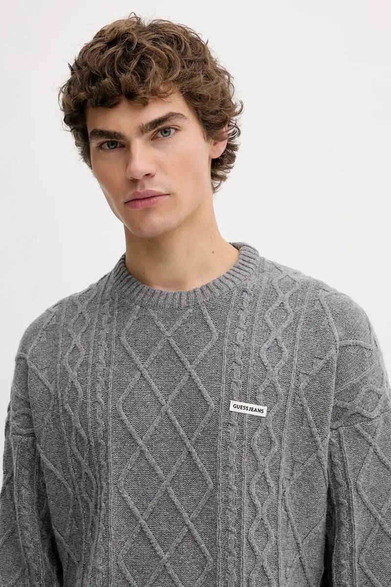 maglione con lana colore grigio M5BR04 Z0561 miniatura 4