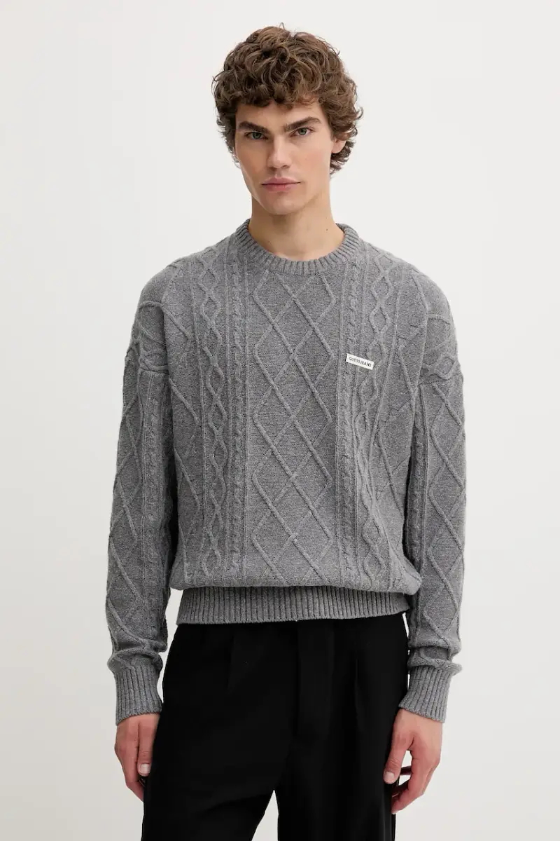 maglione con lana colore grigio M5BR04 Z0561