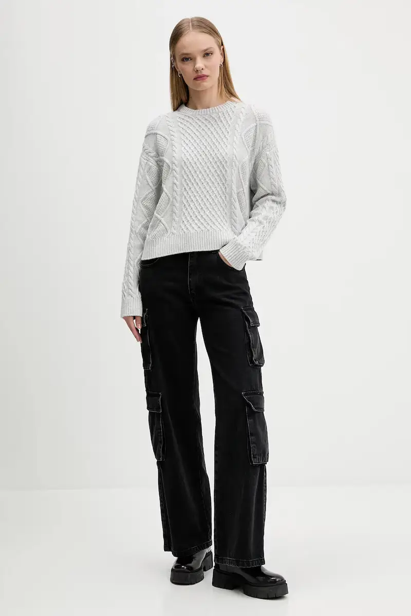 maglione con lana colore grigio W5BR09 Z0561 miniatura 2