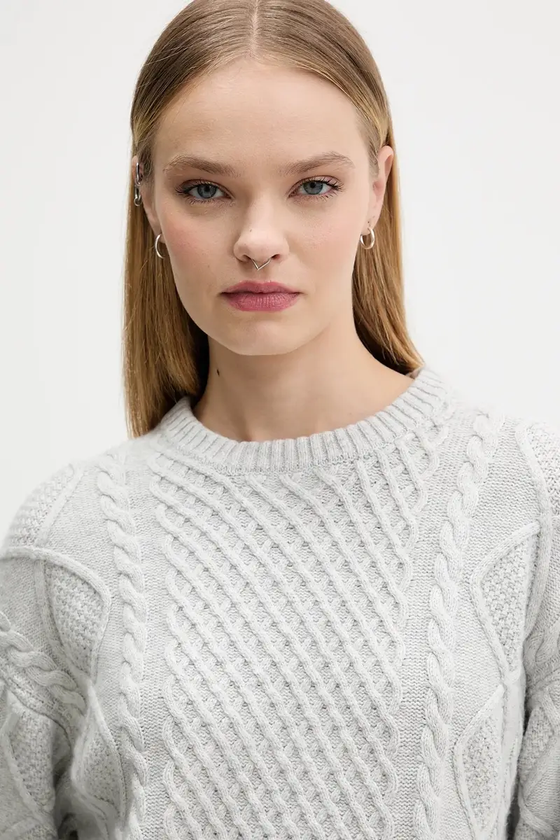 maglione con lana colore grigio W5BR09 Z0561 miniatura 4