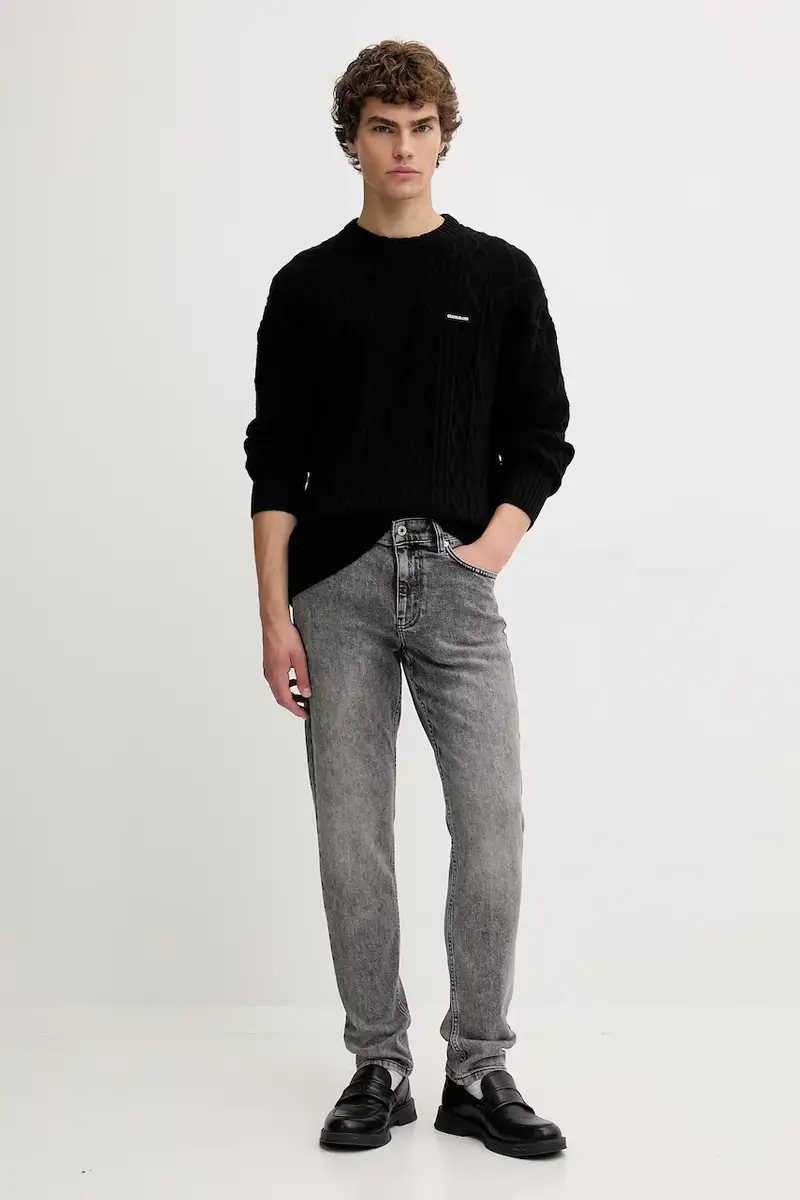 maglione con lana colore nero M5BR04 Z0561 miniatura 2