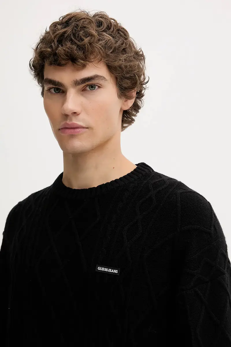 maglione con lana colore nero M5BR04 Z0561 miniatura 4