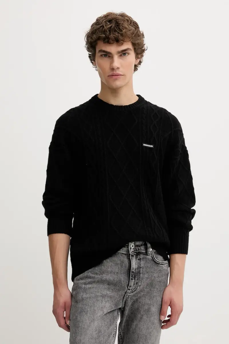 maglione con lana colore nero M5BR04 Z0561