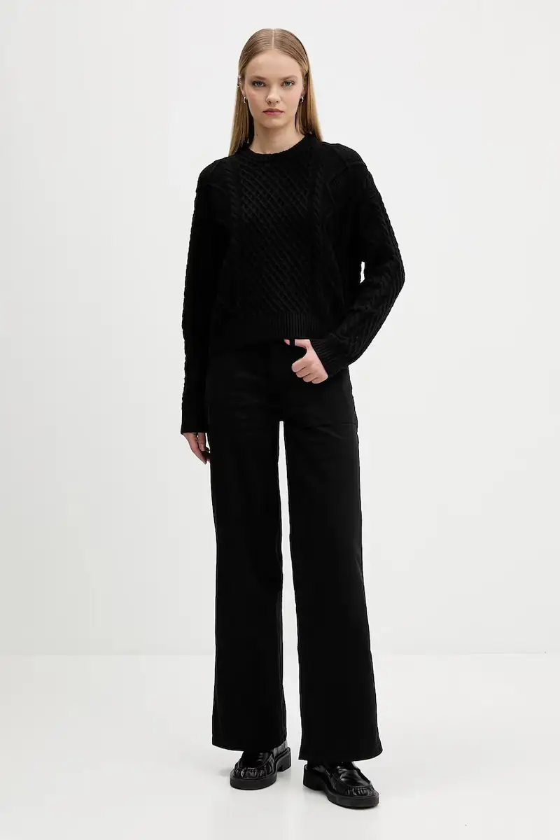 maglione con lana colore nero W5BR09 Z0561 miniatura 2