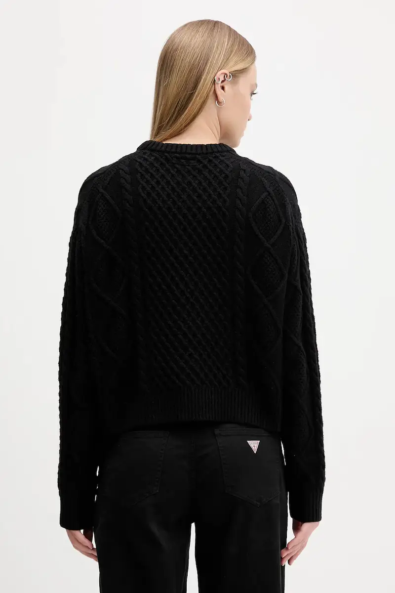 maglione con lana colore nero W5BR09 Z0561 miniatura 3