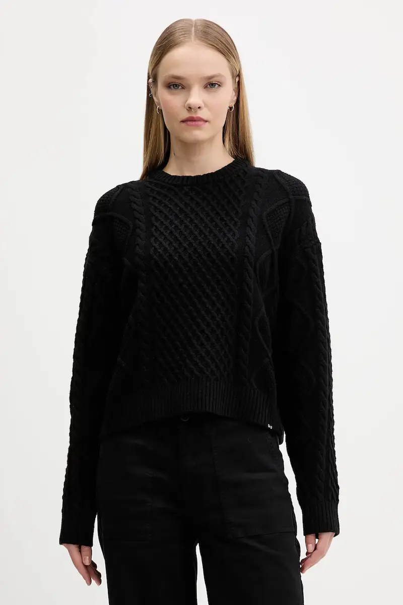 maglione con lana colore nero W5BR09 Z0561